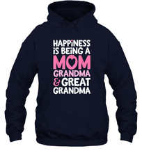 Load image into Gallery viewer, Happiness Is Being A Mom Grandma And Great Grandma Mother Unisex Hooded Sweatshirt