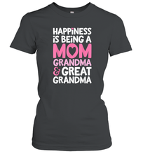 Load image into Gallery viewer, Happiness Is Being A Mom Grandma And Great Grandma Mother Women Cotton T-Shirt