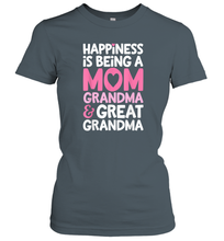 Load image into Gallery viewer, Happiness Is Being A Mom Grandma And Great Grandma Mother Women Cotton T-Shirt
