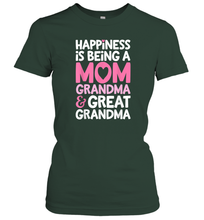 Load image into Gallery viewer, Happiness Is Being A Mom Grandma And Great Grandma Mother Women Cotton T-Shirt