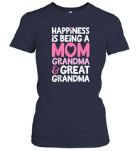 Load image into Gallery viewer, Happiness Is Being A Mom Grandma And Great Grandma Mother Women Cotton T-Shirt