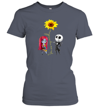 Load image into Gallery viewer, You Are My Sunshine Sunflower Jack Skellington Sally Women Cotton T-Shirt