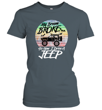Load image into Gallery viewer, Womens My Broom Broke So Now I Drive A Jeep Witch Halloween Women Cotton T-Shirt
