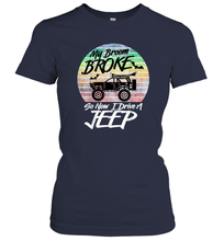 Load image into Gallery viewer, Womens My Broom Broke So Now I Drive A Jeep Witch Halloween Women Cotton T-Shirt