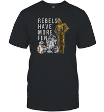 Load image into Gallery viewer, Star Wars Last Jedi Droids Rebels Have More Fun Gold Men Cotton T-Shirt