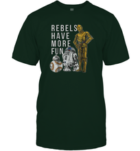 Load image into Gallery viewer, Star Wars Last Jedi Droids Rebels Have More Fun Gold Men Cotton T-Shirt