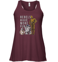 Load image into Gallery viewer, Star Wars Last Jedi Droids Rebels Have More Fun Gold Women Racerback Tank