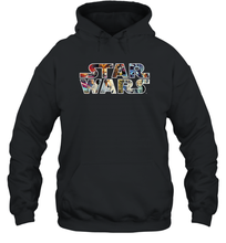Load image into Gallery viewer, Womens Star Wars Vintage Scene Build Up Fill Logo Unisex Hooded Sweatshirt