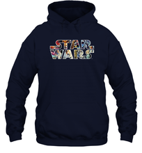 Load image into Gallery viewer, Womens Star Wars Vintage Scene Build Up Fill Logo Unisex Hooded Sweatshirt