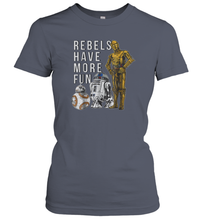 Load image into Gallery viewer, Star Wars Last Jedi Droids Rebels Have More Fun Gold Women Cotton T-Shirt