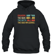 Load image into Gallery viewer, Mens Grandpa The Man The Myth The Bad Influence Gift Unisex Hooded Sweatshirt