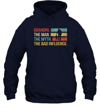 Load image into Gallery viewer, Mens Grandpa The Man The Myth The Bad Influence Gift Unisex Hooded Sweatshirt