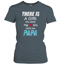 Load image into Gallery viewer, Papa Gifts Shirts from Granddaughter, She Stole My Heart Women Cotton T-Shirt