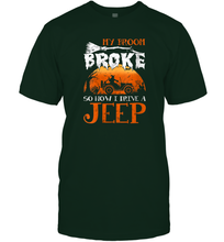 Load image into Gallery viewer, Womens My Broom Broke So Now I Drive A Jeep Funny Witch Halloween 2 Men Cotton T-Shirt