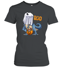 Load image into Gallery viewer, Womens Ghost Dinosaur T rex Funny Boo Halloween Gifts Men Pumpkin Women Cotton T-Shirt