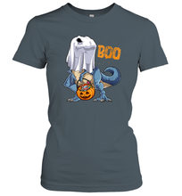 Load image into Gallery viewer, Womens Ghost Dinosaur T rex Funny Boo Halloween Gifts Men Pumpkin Women Cotton T-Shirt