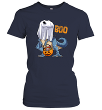 Load image into Gallery viewer, Womens Ghost Dinosaur T rex Funny Boo Halloween Gifts Men Pumpkin Women Cotton T-Shirt