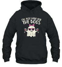 Load image into Gallery viewer, Womens Im Just Here For The Boos Ghost Wine Halloween Costume Girl Unisex Hooded Sweatshirt