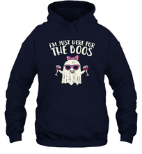 Load image into Gallery viewer, Womens Im Just Here For The Boos Ghost Wine Halloween Costume Girl Unisex Hooded Sweatshirt