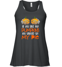 Load image into Gallery viewer, Womens If You Like My Pumpkins You Should See My Pie Halloween Women Racerback Tank
