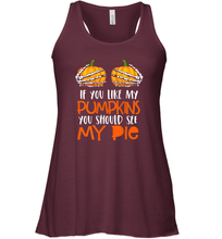 Load image into Gallery viewer, Womens If You Like My Pumpkins You Should See My Pie Halloween Women Racerback Tank