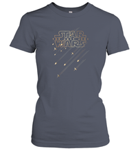 Load image into Gallery viewer, Star Wars Last Jedi Gold Platinum Rebel Fleet Logo Women Cotton T-Shirt