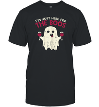 Load image into Gallery viewer, Womens Im Just Here For The Boos Funny Ghost Halloween Wine Lover Men Cotton T-Shirt
