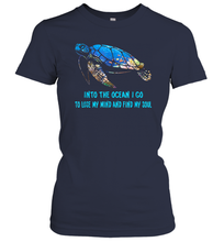 Load image into Gallery viewer, Into The Ocean I Lose My Mind And Find My Soul Turtle Women Cotton T-Shirt