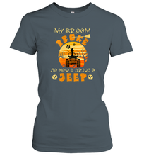 Load image into Gallery viewer, Womens My Broom Broke So Now I Drive A Jeep Funny Witch Halloween Women Cotton T-Shirt