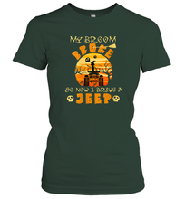 Load image into Gallery viewer, Womens My Broom Broke So Now I Drive A Jeep Funny Witch Halloween Women Cotton T-Shirt
