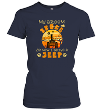 Load image into Gallery viewer, Womens My Broom Broke So Now I Drive A Jeep Funny Witch Halloween Women Cotton T-Shirt
