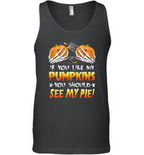Load image into Gallery viewer, Womens If You Like My Pumpkins You Should See My Pie Halloween Boob Men Cotton Tank Top