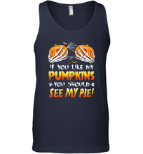 Load image into Gallery viewer, Womens If You Like My Pumpkins You Should See My Pie Halloween Boob Men Cotton Tank Top