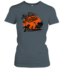 Load image into Gallery viewer, Disney Lion King Hakuna Matata Trio Orange Sunset Silhouette Premium Women Cotton T-Shirt