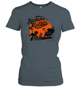 Disney Lion King Hakuna Matata Trio Orange Sunset Silhouette Premium Women Cotton T-Shirt