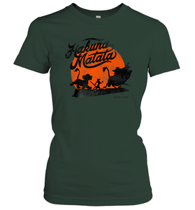 Disney Lion King Hakuna Matata Trio Orange Sunset Silhouette Premium Women Cotton T-Shirt