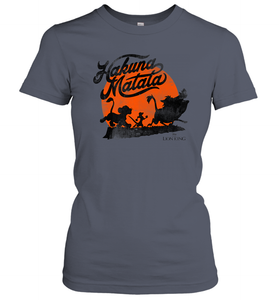 Disney Lion King Hakuna Matata Trio Orange Sunset Silhouette Premium Women Cotton T-Shirt