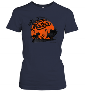 Disney Lion King Hakuna Matata Trio Orange Sunset Silhouette Premium Women Cotton T-Shirt