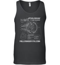 Load image into Gallery viewer, Star Wars Millennium Falcon Grey Schematics Men Cotton Tank Top