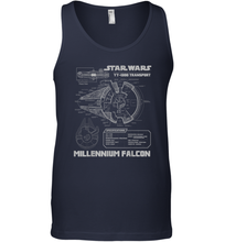 Load image into Gallery viewer, Star Wars Millennium Falcon Grey Schematics Men Cotton Tank Top
