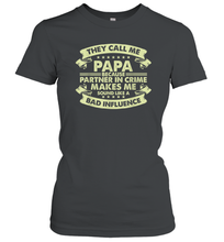 Load image into Gallery viewer, Funny Grandpa Gifts Shirts, Papa Partner In Crime Gift Women Cotton T-Shirt