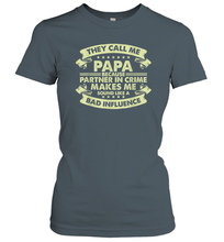 Load image into Gallery viewer, Funny Grandpa Gifts Shirts, Papa Partner In Crime Gift Women Cotton T-Shirt