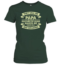 Load image into Gallery viewer, Funny Grandpa Gifts Shirts, Papa Partner In Crime Gift Women Cotton T-Shirt