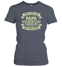 Load image into Gallery viewer, Funny Grandpa Gifts Shirts, Papa Partner In Crime Gift Women Cotton T-Shirt
