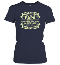 Load image into Gallery viewer, Funny Grandpa Gifts Shirts, Papa Partner In Crime Gift Women Cotton T-Shirt