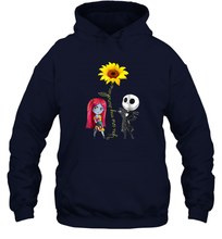 Load image into Gallery viewer, You Are My Sunshine Sunflower Jack Skellington Sally Unisex Hooded Sweatshirt