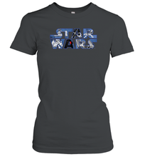 Load image into Gallery viewer, Star Wars Logo Millennium Falcon and Death Star Women Cotton T-Shirt