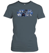 Load image into Gallery viewer, Star Wars Logo Millennium Falcon and Death Star Women Cotton T-Shirt