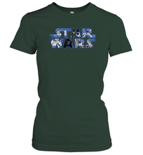 Load image into Gallery viewer, Star Wars Logo Millennium Falcon and Death Star Women Cotton T-Shirt