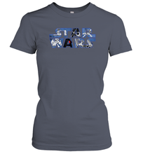 Load image into Gallery viewer, Star Wars Logo Millennium Falcon and Death Star Women Cotton T-Shirt